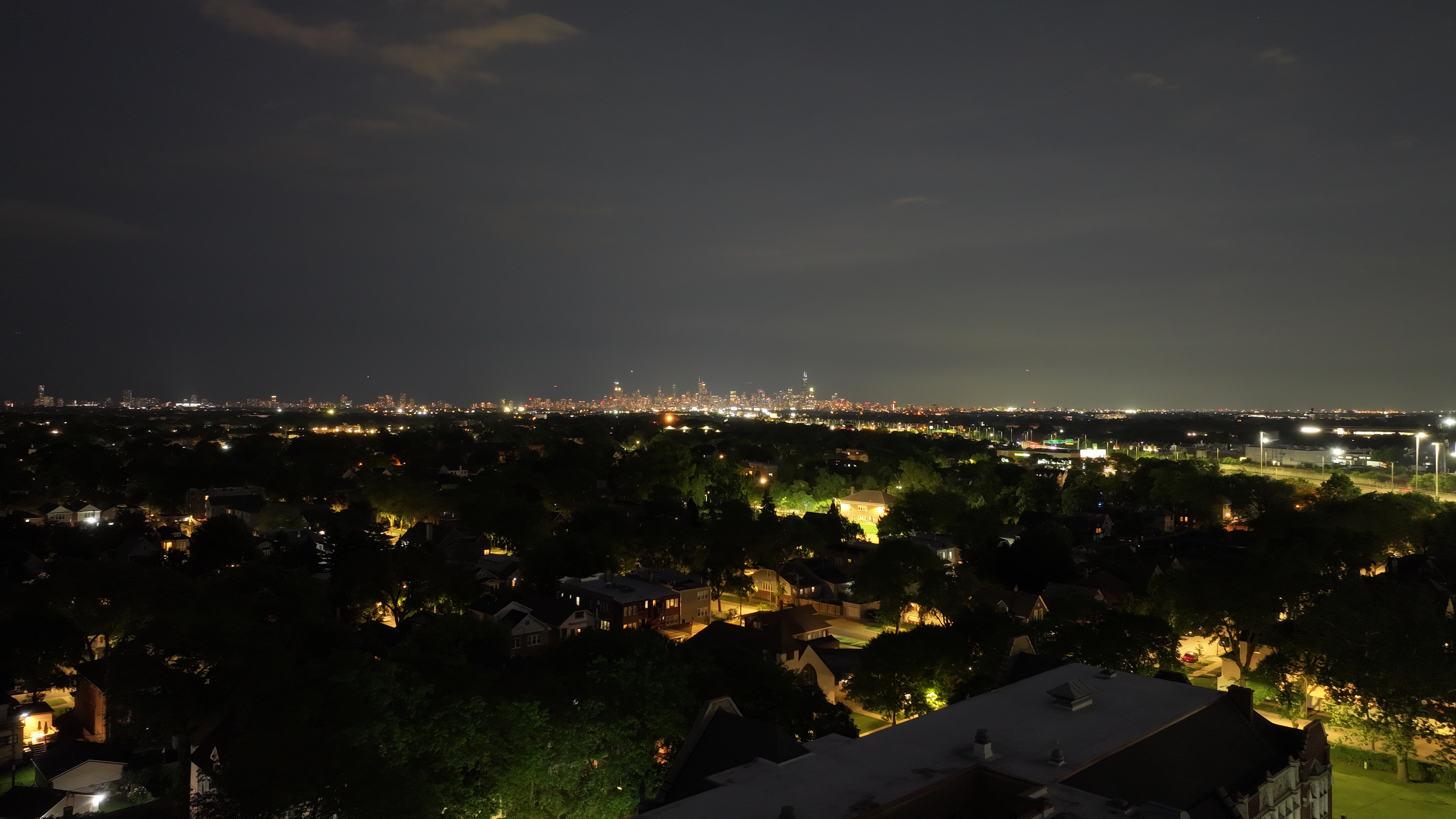 Chicago Night Aerial View